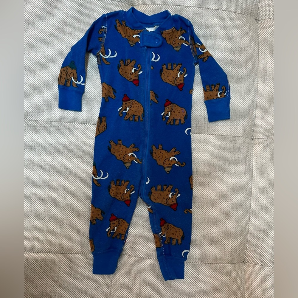 Hanna Andersson Blue Mammoth Print Zip Pajamas